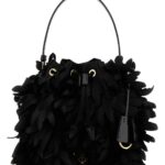 Prada Embellished Satin Mini Bucket Bag Nero Se Vi-vitello Borse A Secchiello - Women