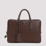 Prada Grained Leather Tote Bag Brown Calf - Unisex