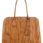 Prada Orange Leather Shopping Bag Naturale Borse A Mano - Women