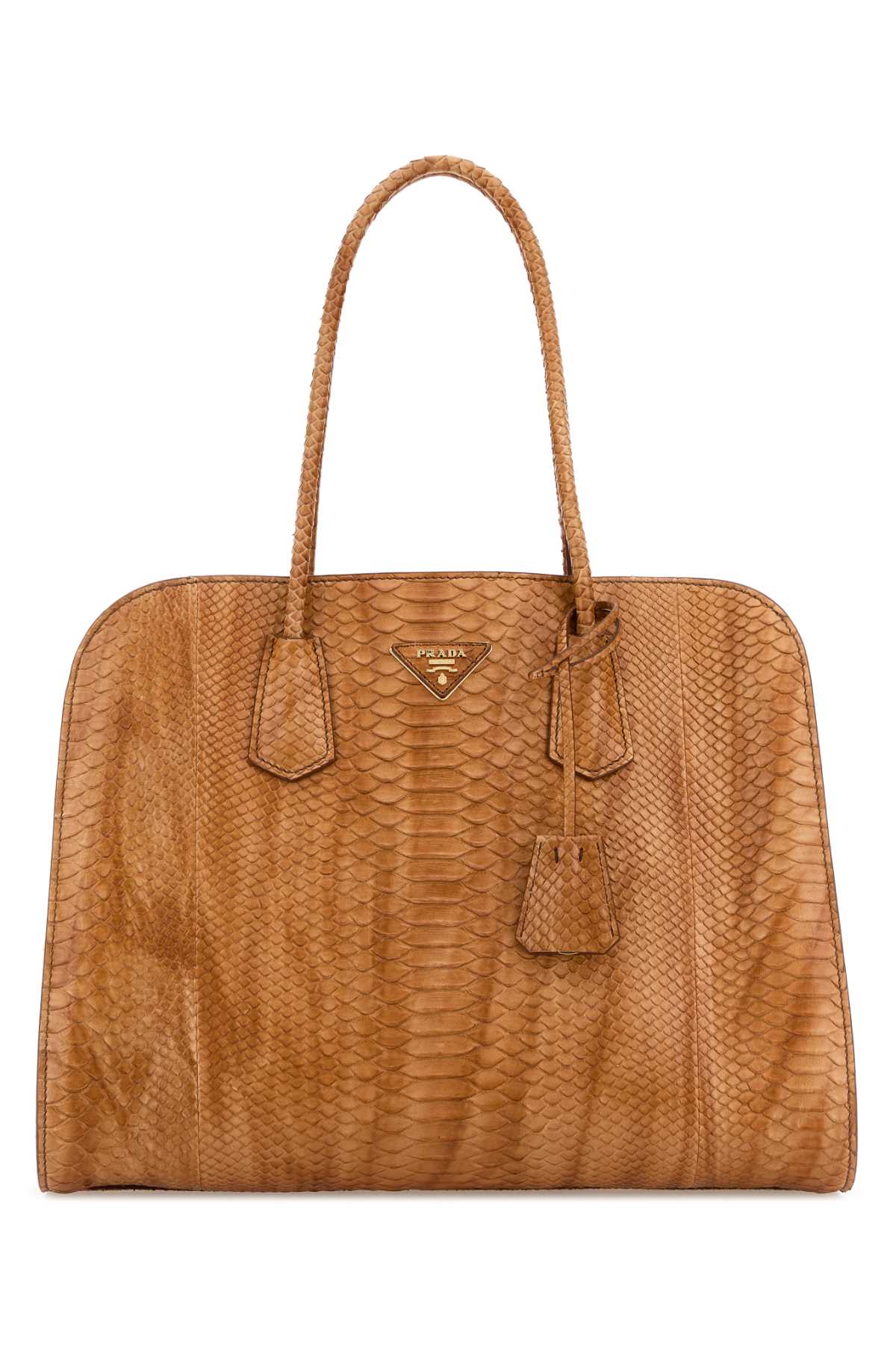 Prada Orange Leather Shopping Bag Naturale Borse A Mano - Women