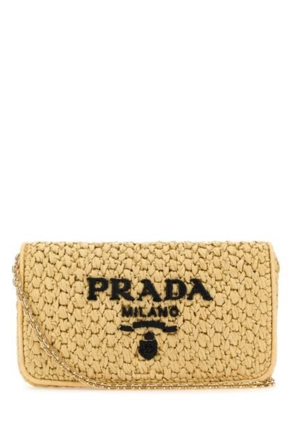 Prada Raffia Crossbody Bag Naturalenero Borse A Tracolla - Women