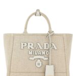Prada Sand Canvas Shopping Bag