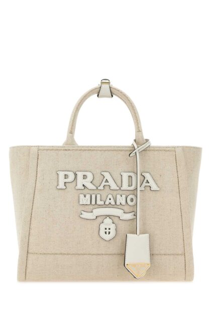 Prada Sand Canvas Shopping Bag