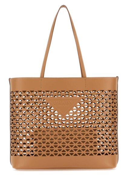 Prada Sand Leather Shopping Bag Naturale Exterior: Borse A Mano - Women