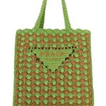 Prada Two-Tone Raffia Shopping Bag Prato+caramel Vi-calfleather Borse A Mano - Women