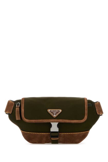 Prada Two-Tone Re-Nylon And Suede Belt Bag Muschiocacao Poliammidericiclata-vitello Marsupi - Men