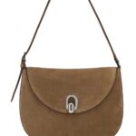 Savette Beige Suede Small Tondo Crossbody Bag