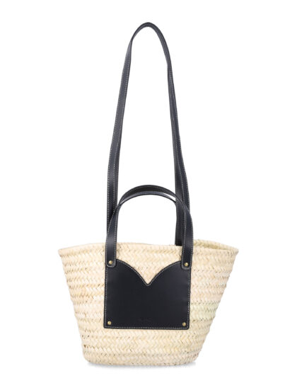 Sessùn Divipa Small Basket Bag Natural + Black Palme Doum Shoulder - Women