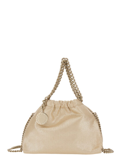 Stella McCartney Falabella Ecoleather Shoulder Bag with Chain Strap and Logo Charm on Front Metallic Polyester Crossbody - Women