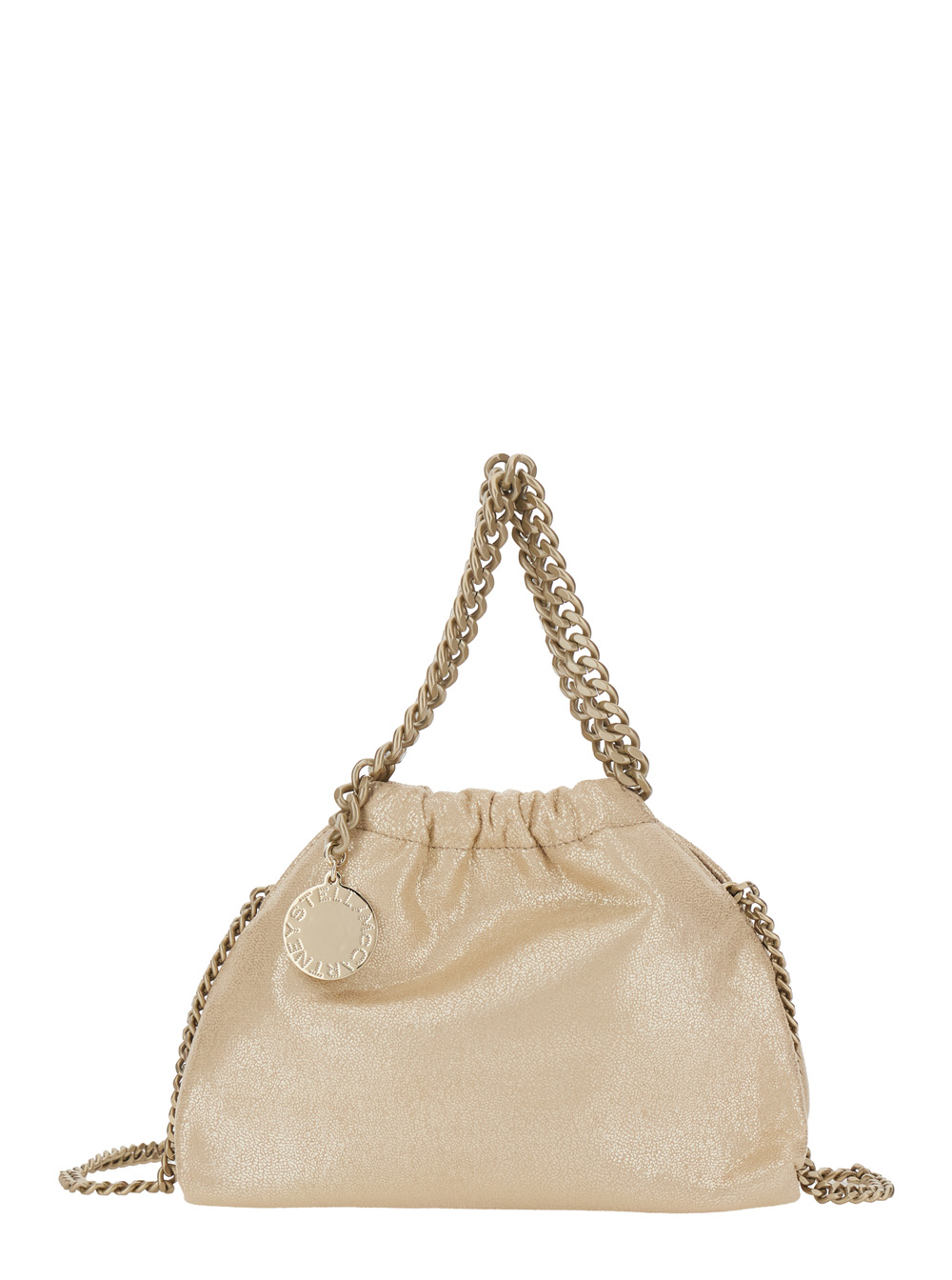 Stella McCartney Falabella Ecoleather Shoulder Bag with Chain Strap and Logo Charm on Front Metallic Polyester Crossbody - Women