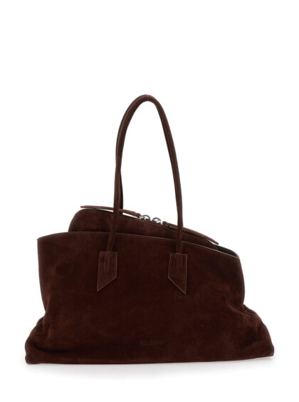 The Attico Shoulder Bag La Passeggiata With Two Top Handles Brown Suede For Women - Women