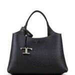 Tod's T Timeless Tote Bag With Embossed Logo And Black Leather Pendant For Women