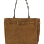 Tom Ford Audrey Brown Medium Shoulder Bag With T Buckle Detail On The Front In Suede For Women