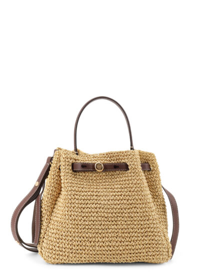 Tory Burch Romy Raffia And Leather Bucket Bag