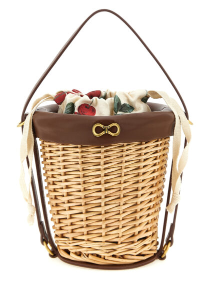 Twin Set Wicker bucket Beige Calfskin Leather (bos Taurus) Hand Bags - Women