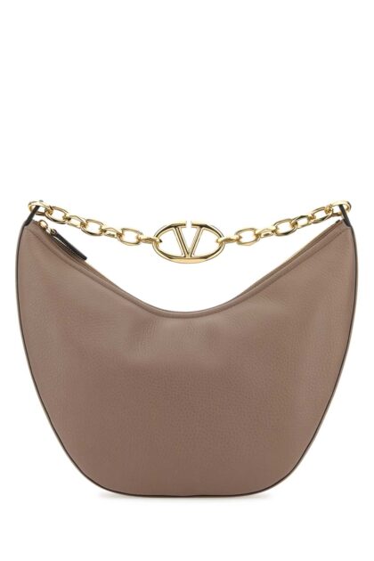 Valentino Garavani Antiqued Pink Leather Medium Hobo Vlogo Moon Shoulder Bag Clay Borse A Mano - Women