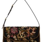 Valentino Garavani Embellished Fabric Vlogo Signature Shoulder Bag