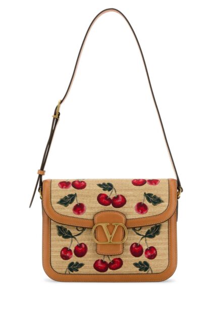 Valentino Garavani Embroidered Raffia 9t05 Crossbody Bag Naturalemulticolornaturalcamel Borse A Tracolla - Women