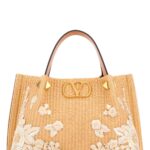 Valentino Garavani Raffia Vlogo Signature Bucket Bag Naturalecremanaturalcamel Cotton Viscose Borse A Mano - Women