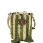 Valentino Garavani Striped Raffia Bucket Bag
