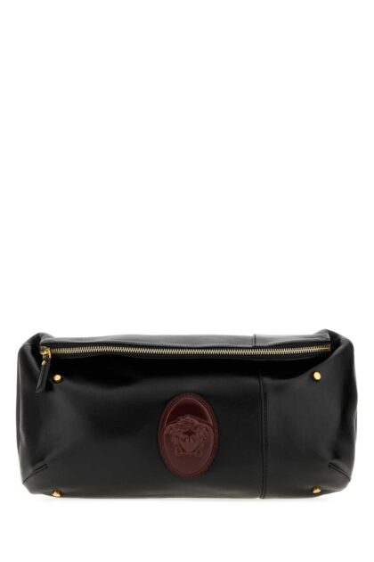 Versace Black Nappa Leather Lou Belt Bag Blackrosewood Marsupi - Men