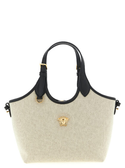 Versace La Medusa mini shopping bag Beige Cotton Tote - Women