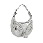Versace Repeat Hobo Shoulder Bag Silver Lamb Leather - Women