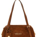 Versace Tag Shoulder Bag Brown Calfskin Leather (bos Taurus) - Women