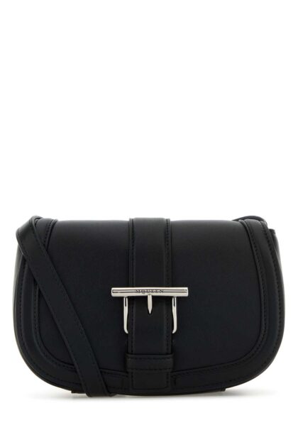 Alexander McQueen Black Leather Mini Satchel Crossbody Bag Blacksilver T-bar Borse A Tracolla - Women