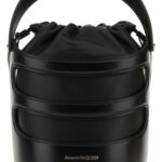 Alexander McQueen Black Leather The Rise Bucket Bag Nerobianco Borse A Secchiello - Women