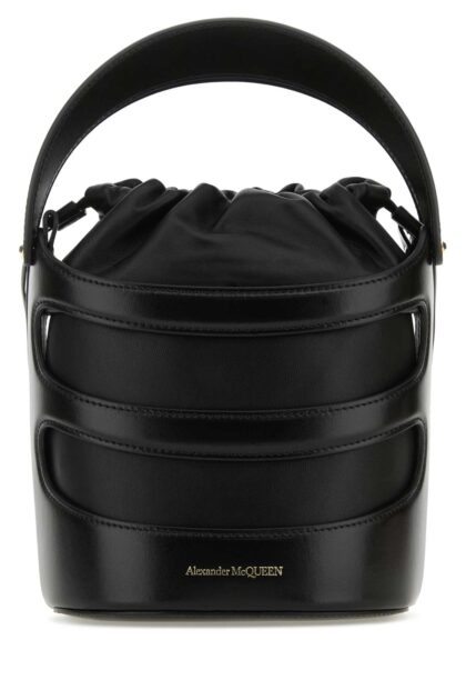 Alexander McQueen Black Leather The Rise Bucket Bag Nerobianco Borse A Secchiello - Women