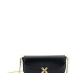 Alexander McQueen Skull Flower Black Crossbody Bag with Chain-Link Shoulder Strap and Logo Plaque on the Front in Leather Woman Calf - Women