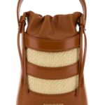 Alexander McQueen Two-Tone Leather And Raffia Mini The Rise Bucket Bag Tannatural Borse A Secchiello - Women