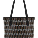 Au Depart Printed Canvas Tote No.28 Shopping Bag Noirnoir Calf Leather & Coated Borse A Mano - Women