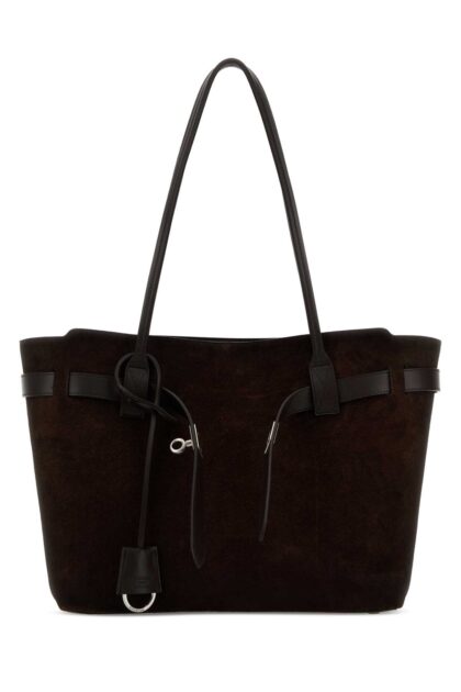 Balenciaga Dark Brown Suede Medium Bel Air Shopping Bag Light Espresso T Domesticated Calf Le Borse A Mano - Women