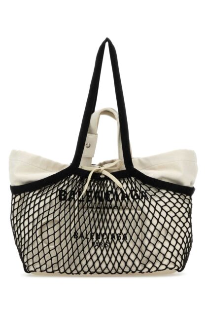 Balenciaga Two-Tone Canvas And Mesh Medium 24-7 Shopping Bag Washednatblklblk Borse A Mano - Women
