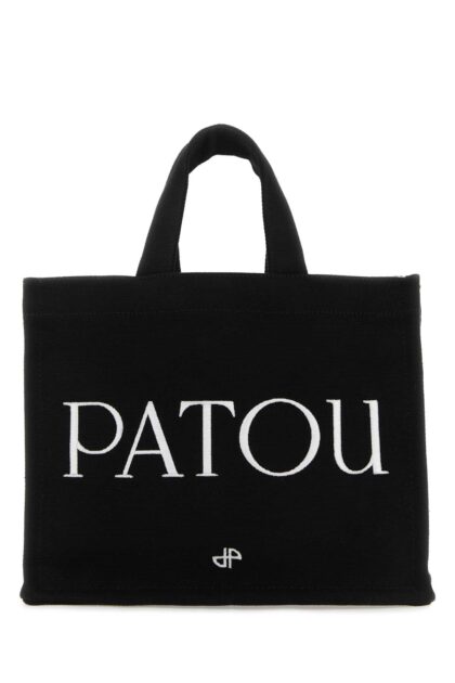Black Canvas Small Tote Patou Shopping Bag Exterior: Cotton Borse A Mano - Women
