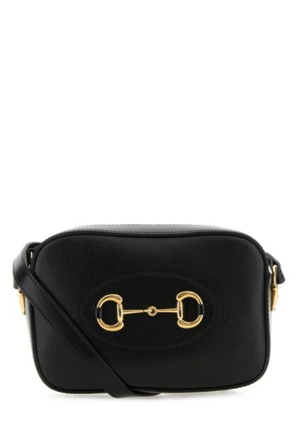 Black Leather Gucci Horsebit 1955 Crossbody Bag 1000 Borse A Tracolla - Women