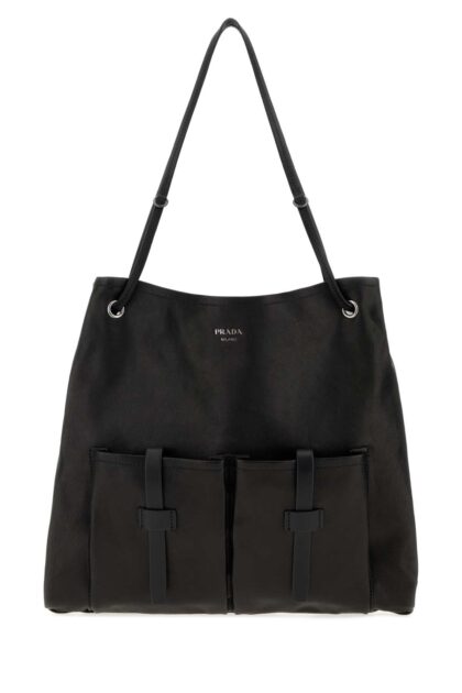 Black Leather Large Prada Route Shopping Bag Nero Borse A Mano - Women