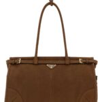 Brown Nabuk Large Prada Bonnie Shopping Bag Cacao Borse A Mano - Women