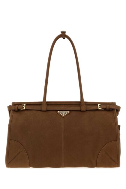 Brown Nabuk Large Prada Bonnie Shopping Bag Cacao Borse A Mano - Women