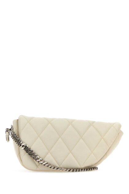 Burberry White Leather Shield Lock Shoulder Bag Almond Borse A Tracolla - Women
