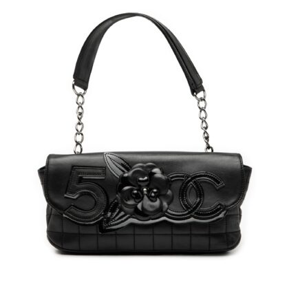 Camellia CC Choco Bar No 5 Lambskin Shoulder Bag