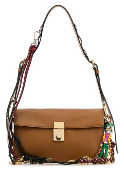 Caramel Leather Small Prada Soft Sound Shoulder Bag Caramel0n Vitello Borse A Tracolla - Women