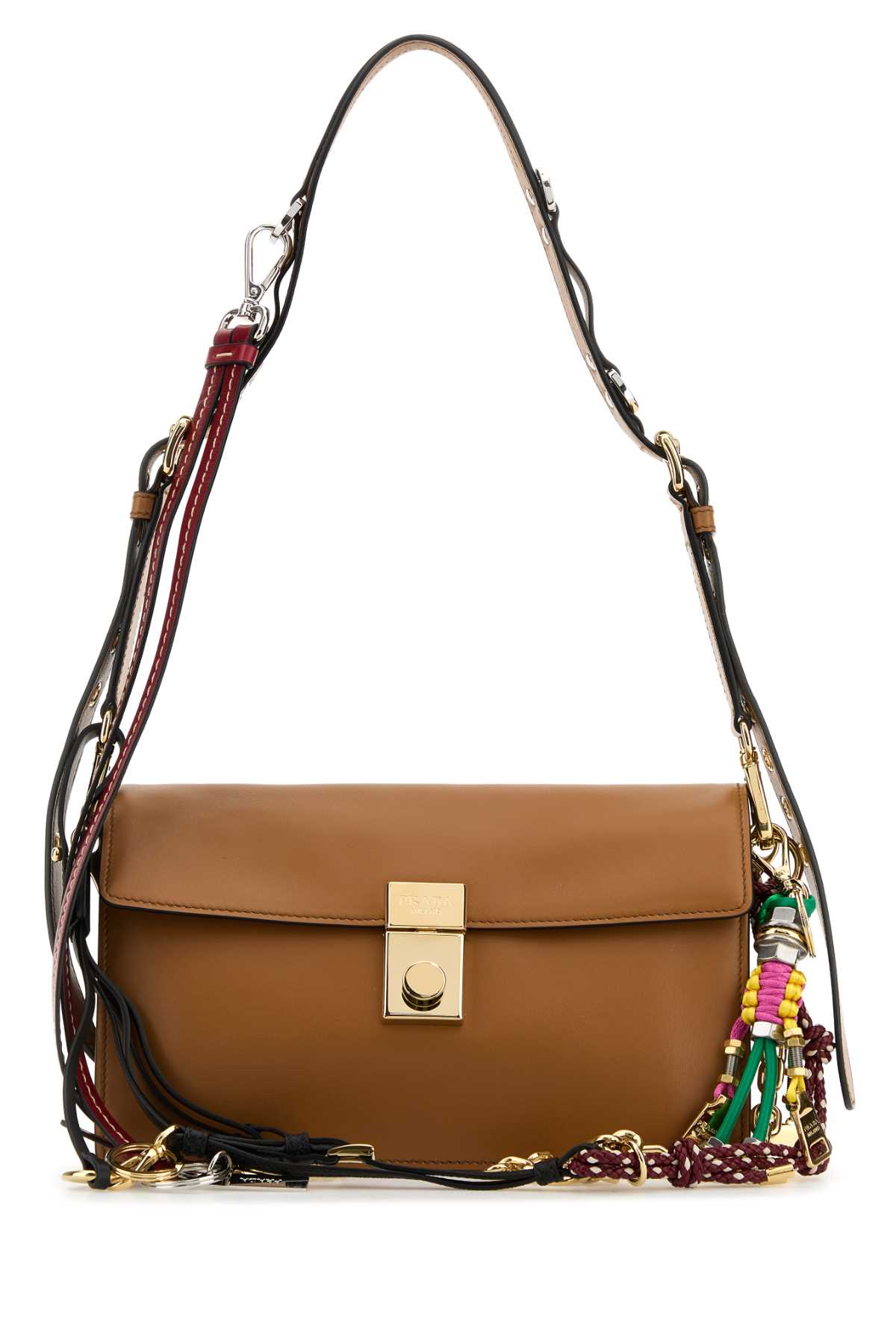 Caramel Leather Small Prada Soft Sound Shoulder Bag Caramel0n Vitello Borse A Tracolla - Women