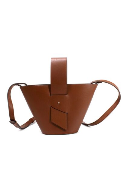 Carolina Santo Domingo Brown Leather Amphore Melone Bucket Bag
