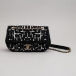 Chanel Black Tweed Cosmos Pearl Single Flap Bag