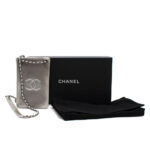 Chanel Silver Patent Leather Crossbody CC Phone Bag