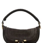 Chloé Dark Brown Suede Mini Marcie Shoulder Bag Kohlbrown Borse A Mano - Women