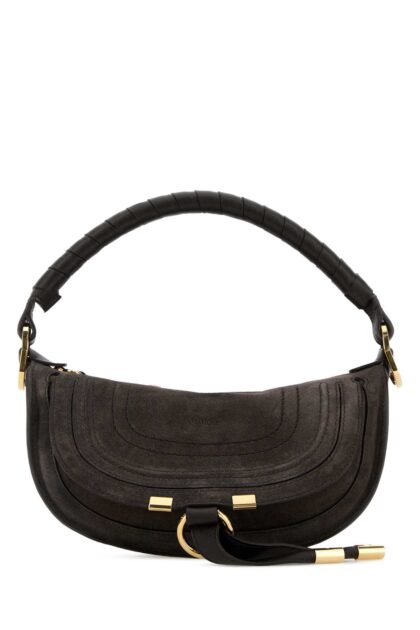 Chloé Dark Brown Suede Mini Marcie Shoulder Bag Kohlbrown Borse A Mano - Women